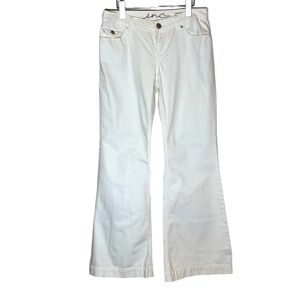INC International Concepts White Denim Flare Leg Jeans 4 - Picture 1 of 9